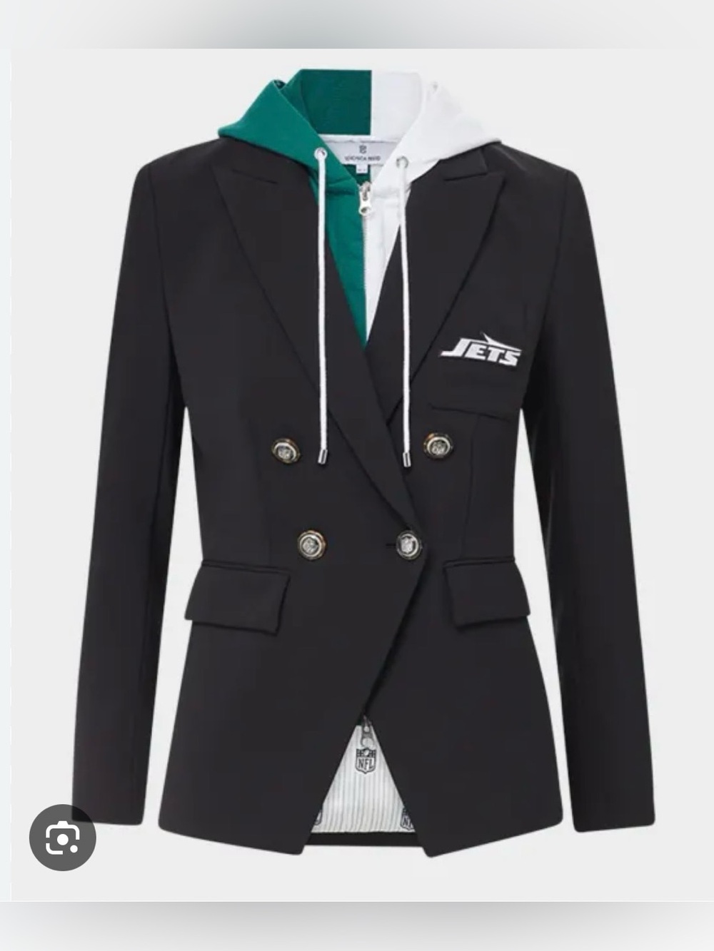 Veronica Beard X NFL Black Dickie Blazer with Sweatshirt with JETS Logo - NWT
